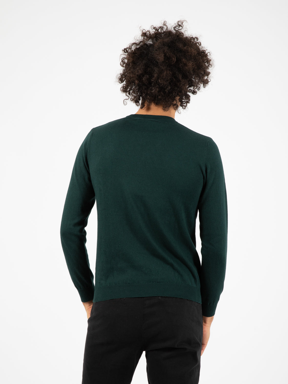 Maglione girocollo basic verde scuro