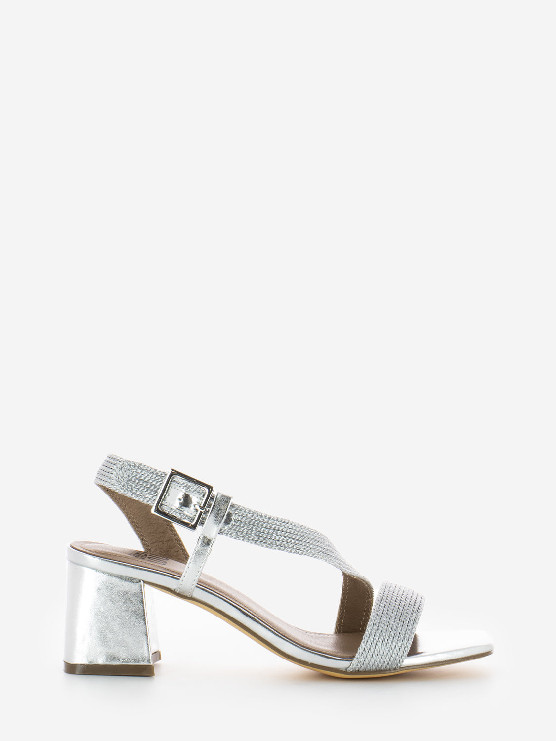 Silver Laminated Braided Sandals