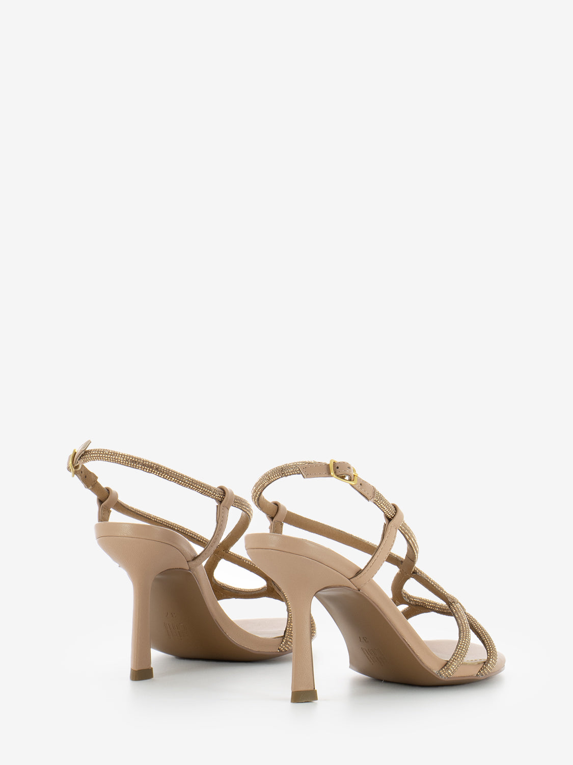 Nude micro-rhinestone heel sandals