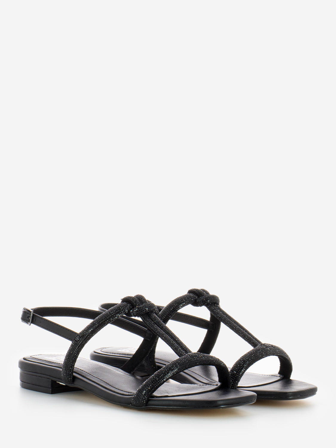 Low black glitter sandal