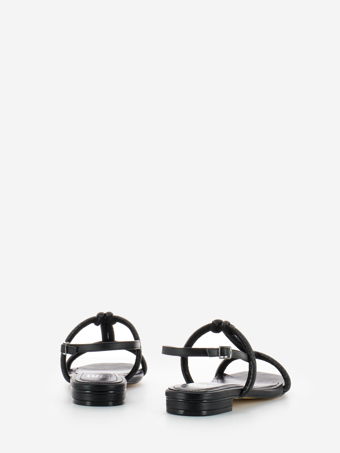 Low black glitter sandal