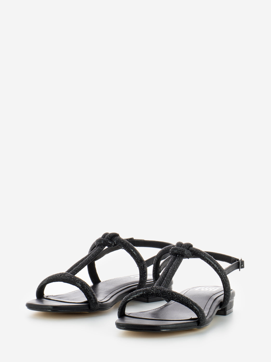 Low black glitter sandal