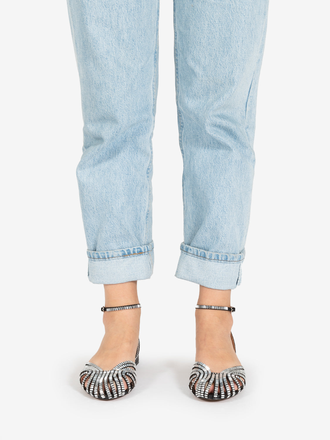 Serabi low sandal with black rhinestones