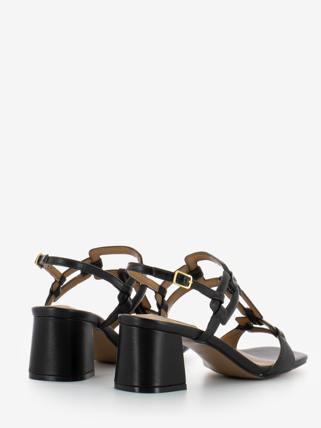 Black geometric band sandal