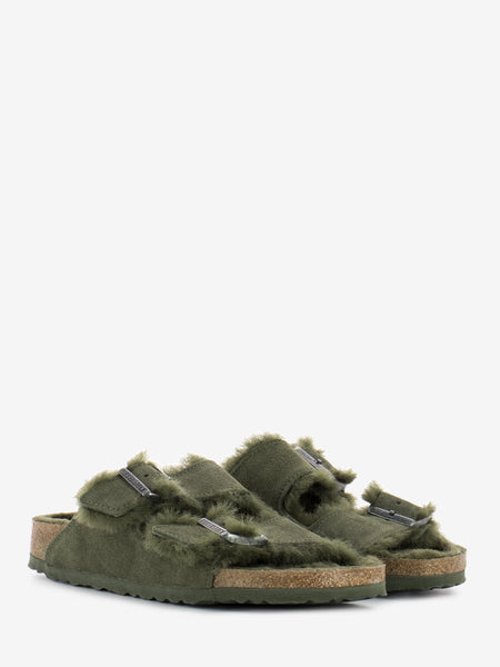 Arizona shearling thyme suede leather