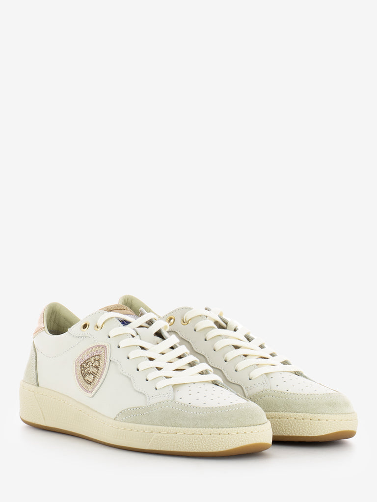 BLAUER - Sneakers Olympia W leather suede white / nude