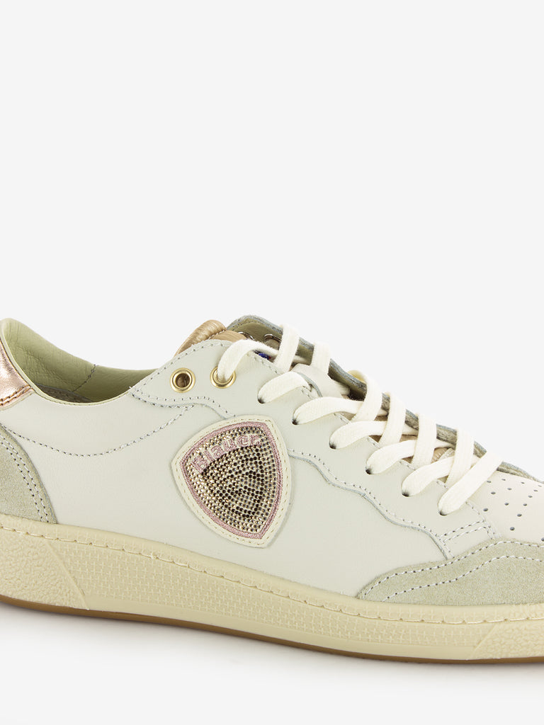 BLAUER - Sneakers Olympia W leather suede white / nude