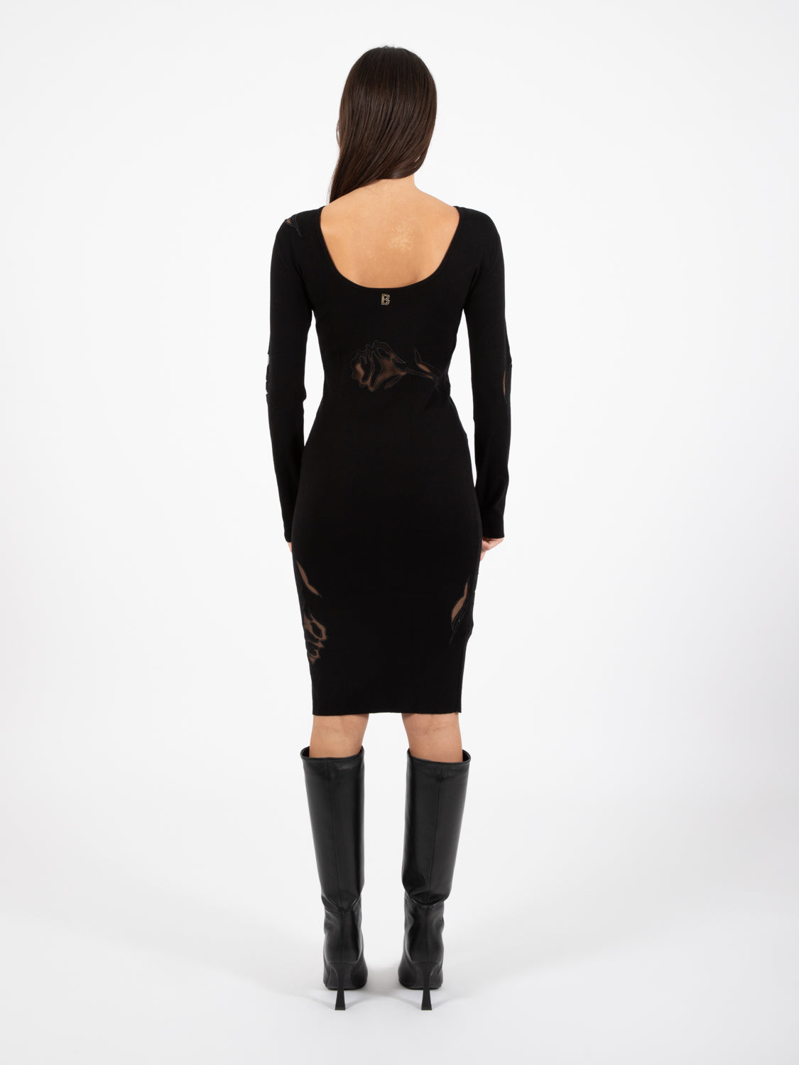 Black tulle dress with roses