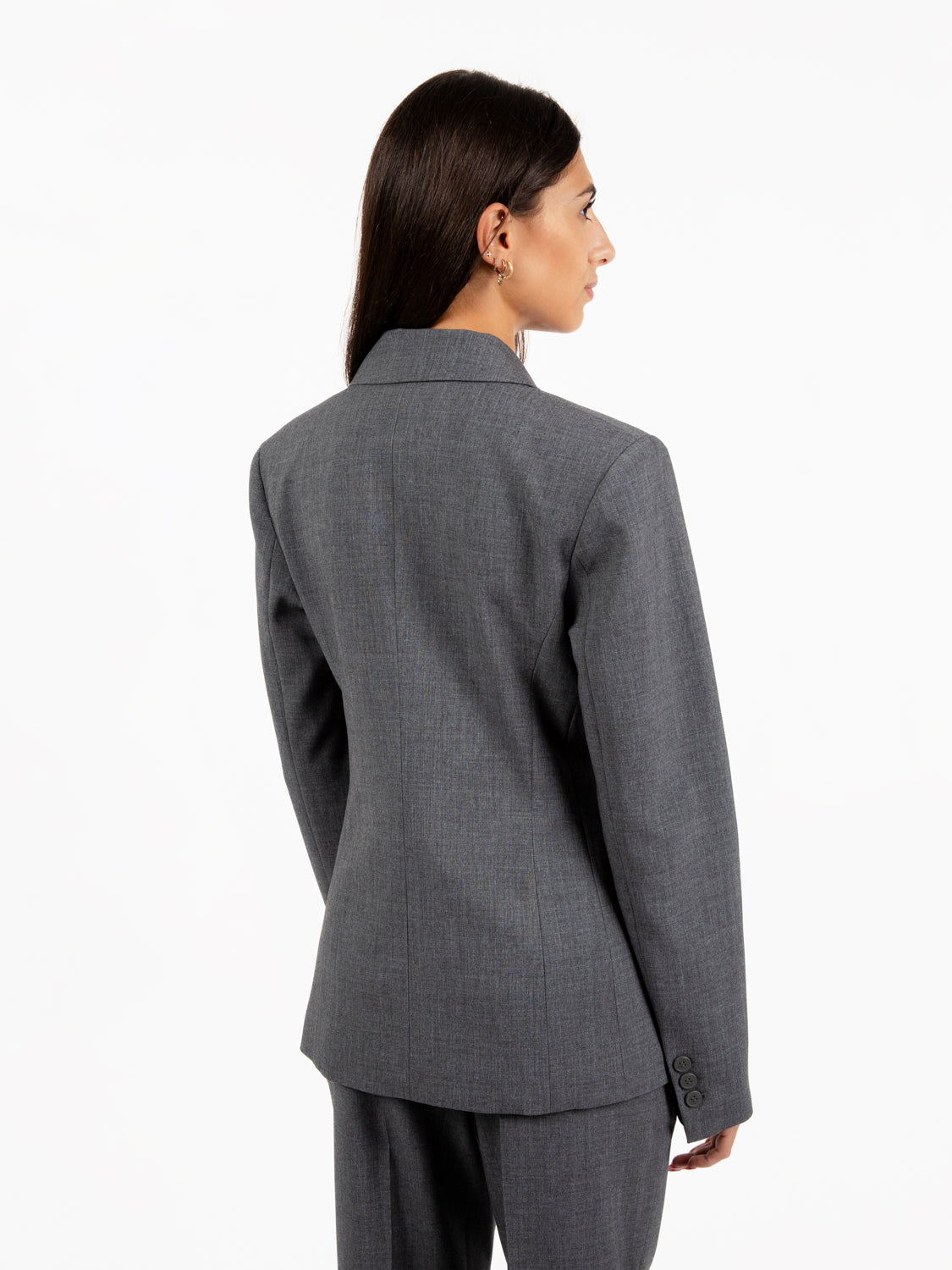 Fitted blazer with melange brooch