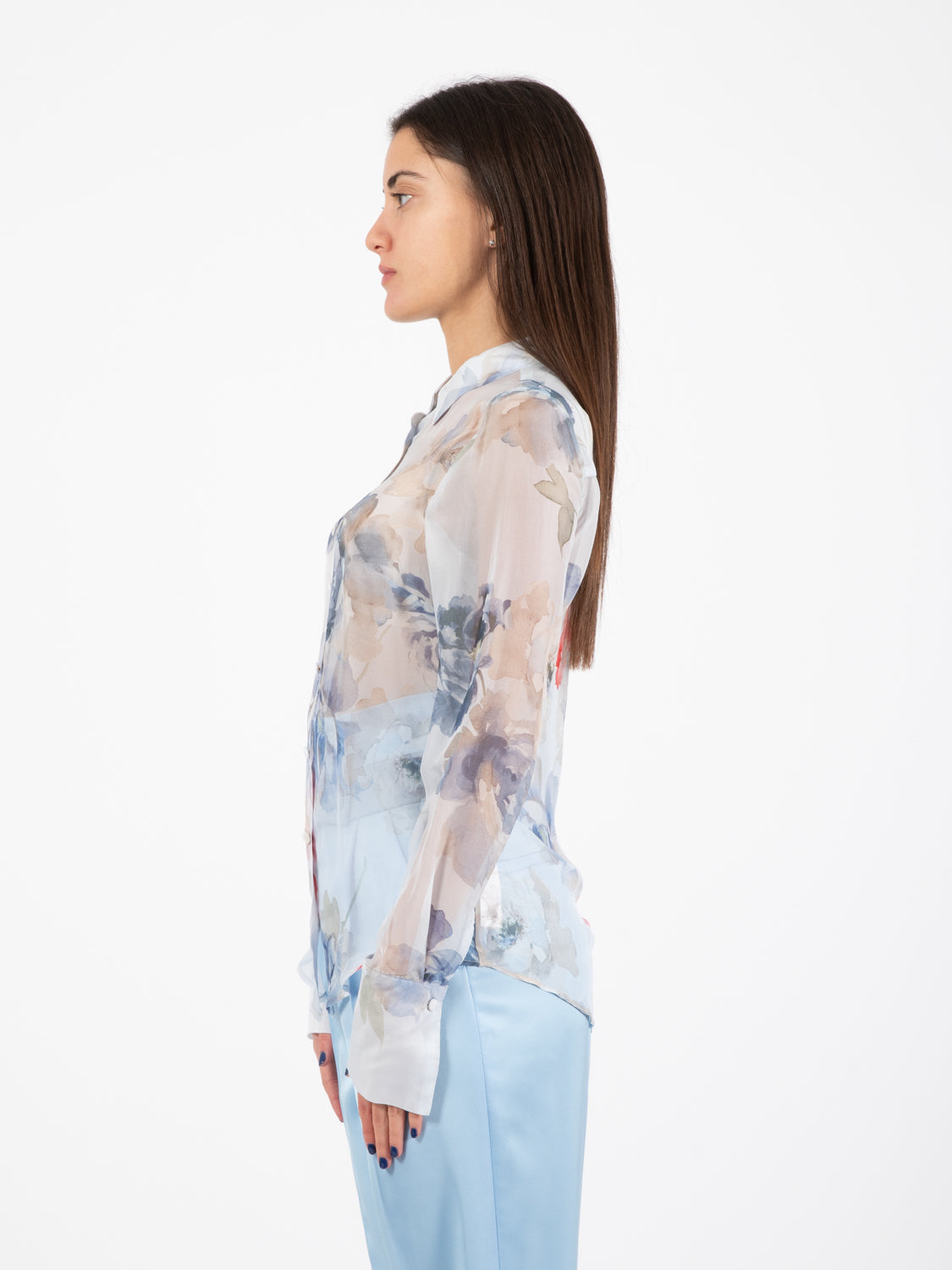 Faded silk and viscose flowers shirt