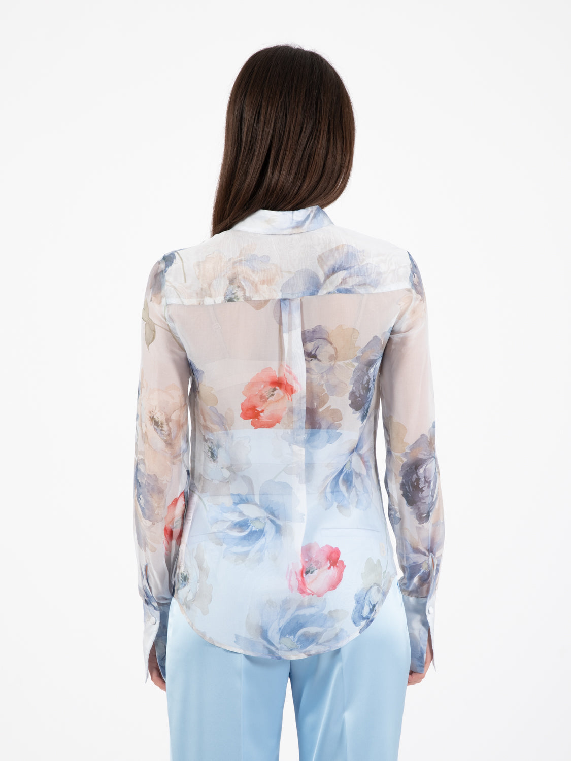 Faded silk and viscose flowers shirt