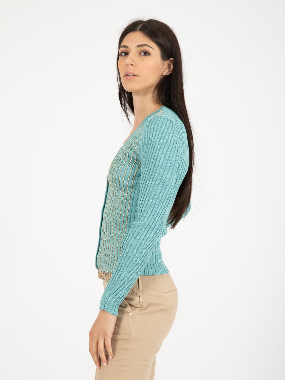 Cardigan with rhinestone inserts goutte lux
