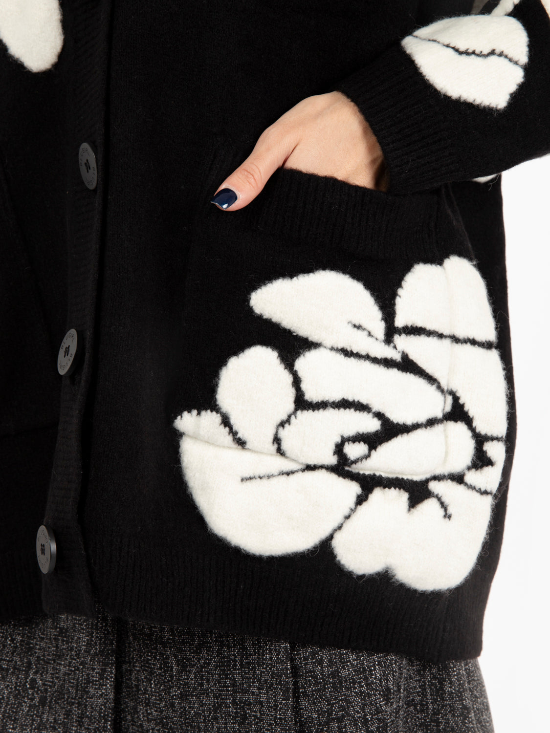 Black / chalk rose print cardigan