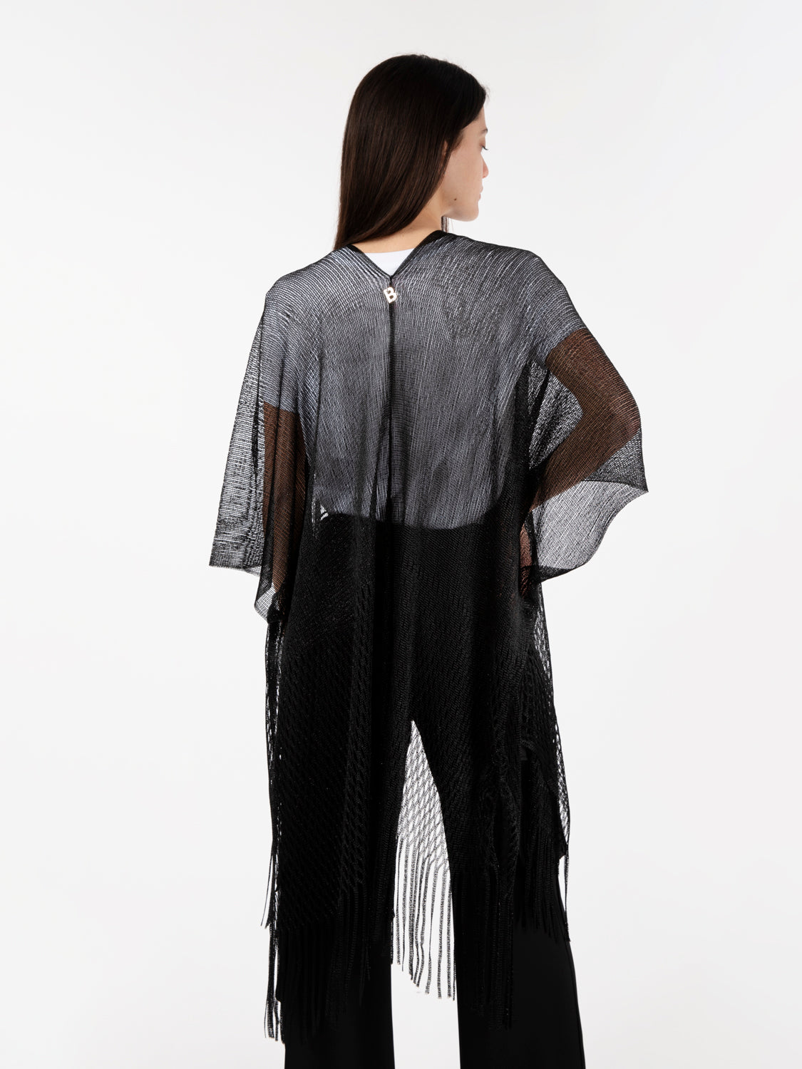 Black fringed kimono