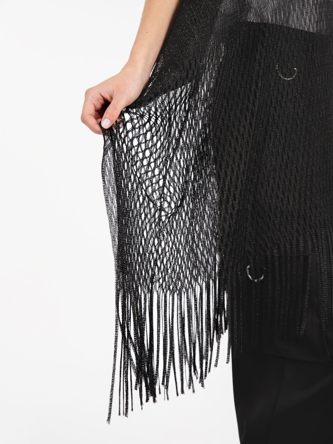 Black fringed kimono