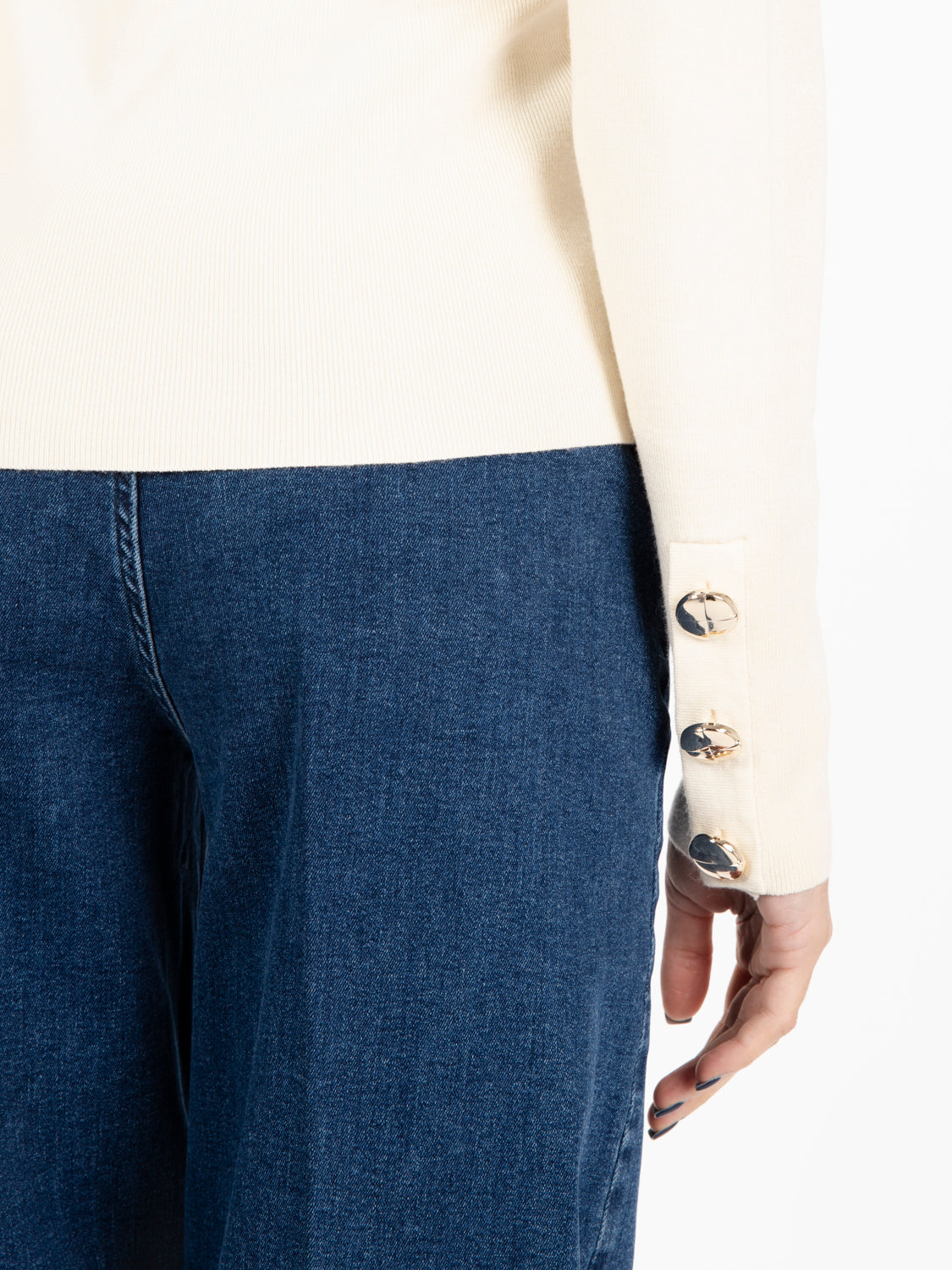 Buttercream Button Cuff Sweater
