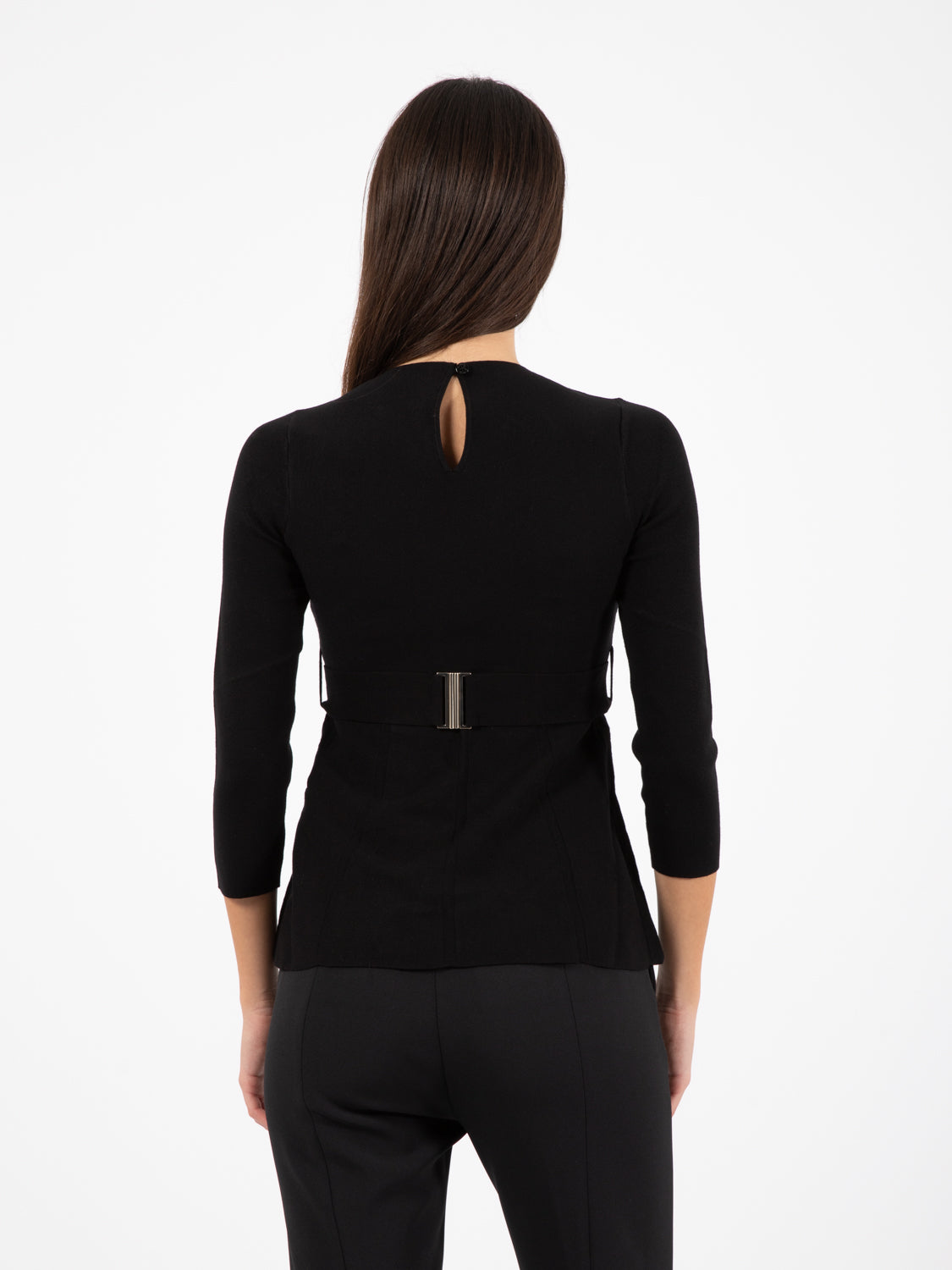 Black belted sweater