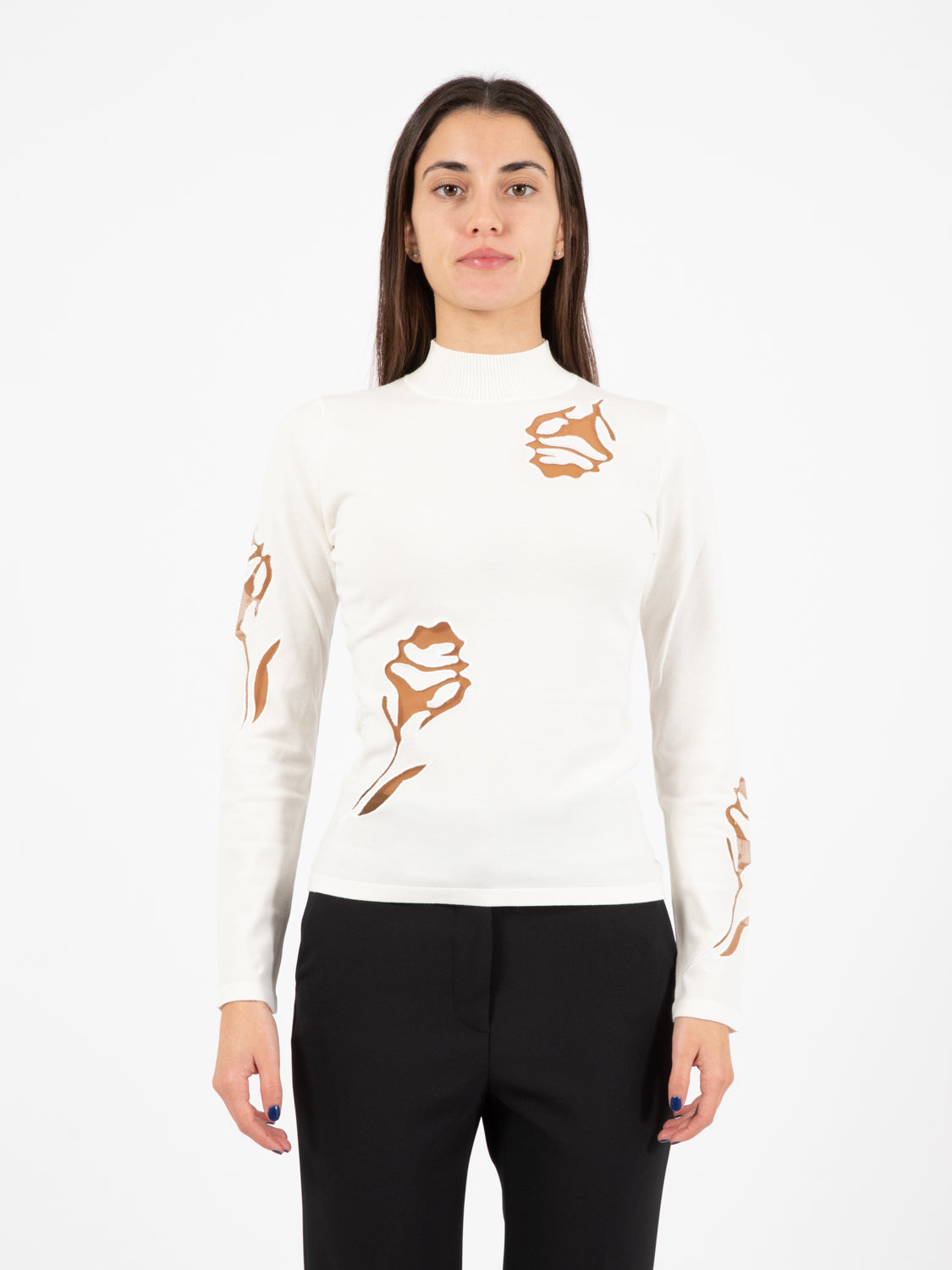 Chalk tulle rose sweater