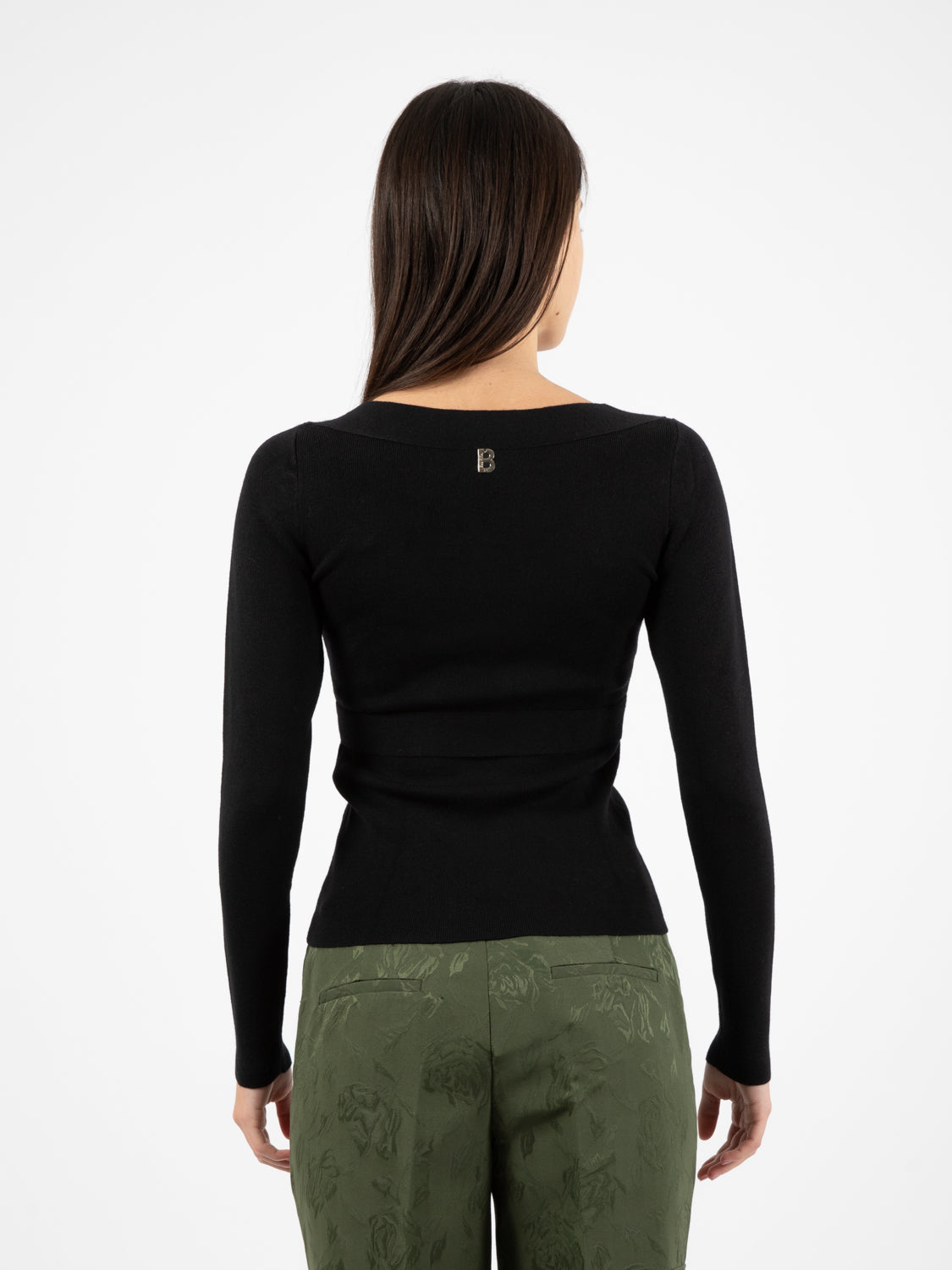 Black V-neck sweater