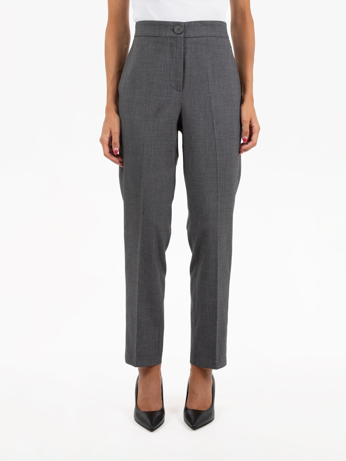 Melange grey cigarette trousers