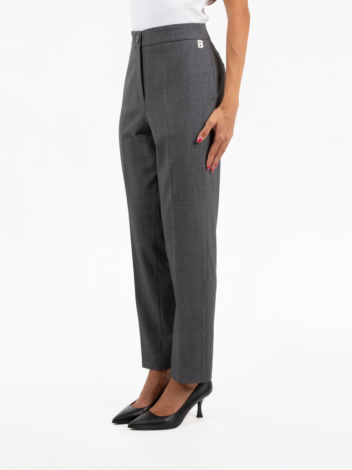 Melange grey cigarette trousers