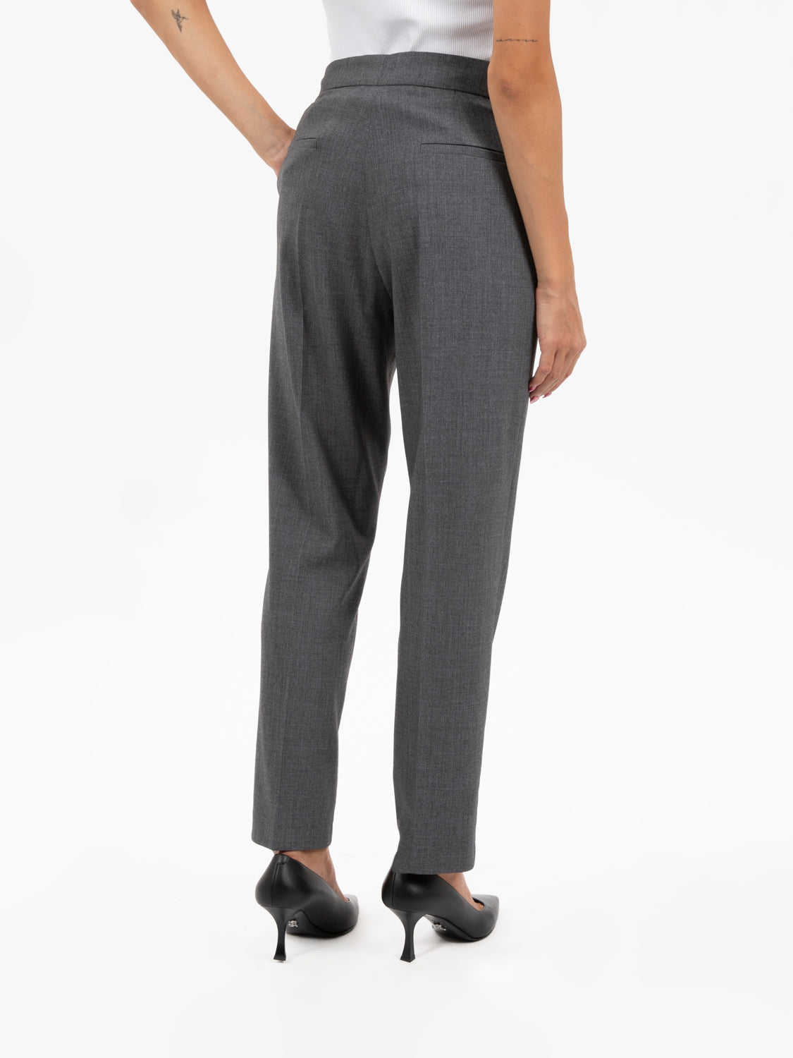 Melange grey cigarette trousers