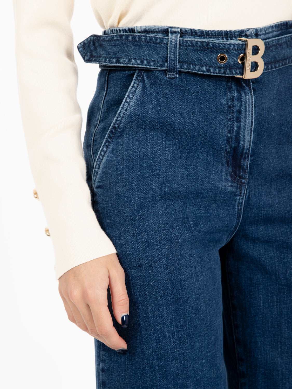 Medium Blue Wide Denim Pants