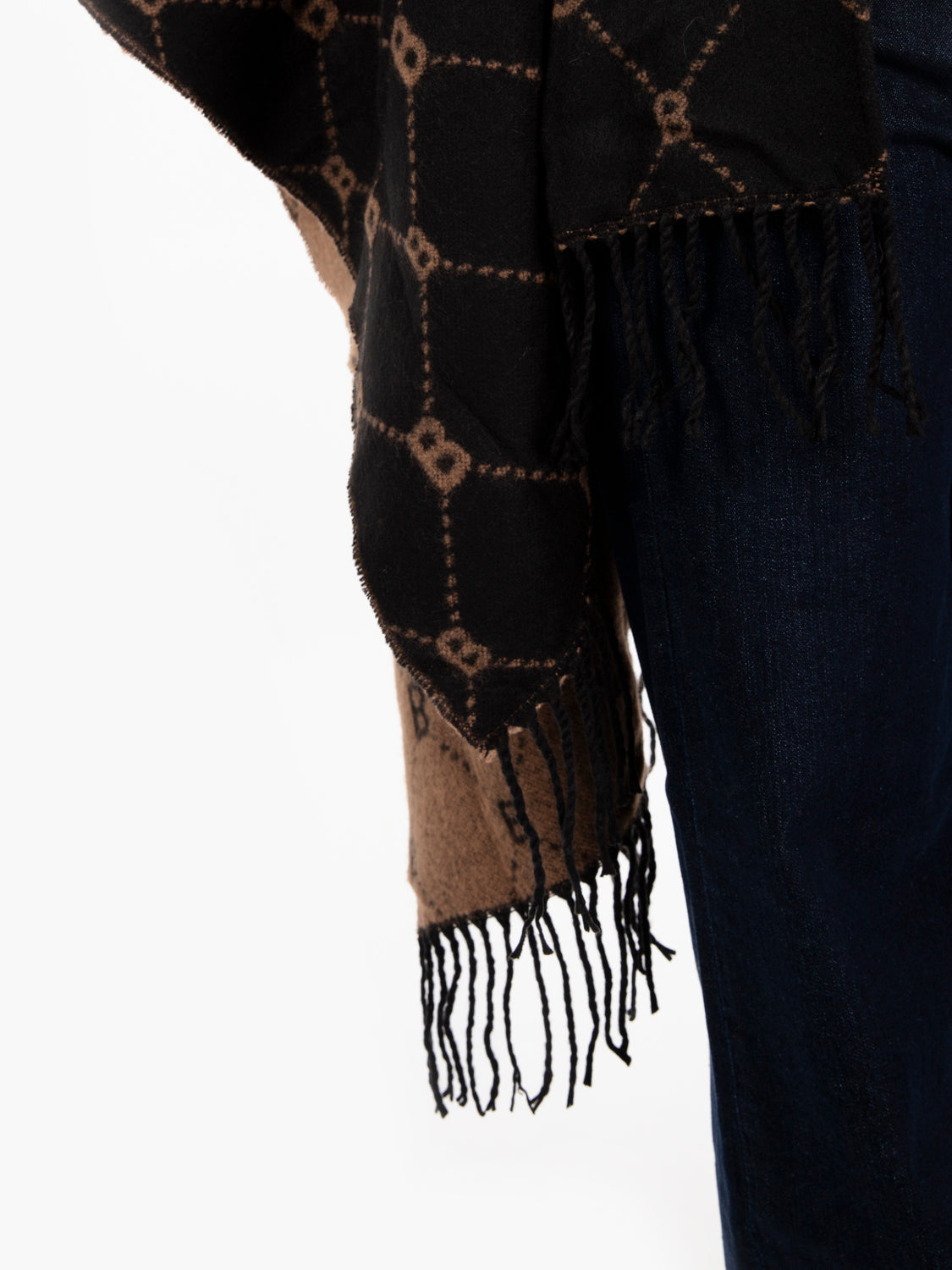 Poncho with brown all-over logo