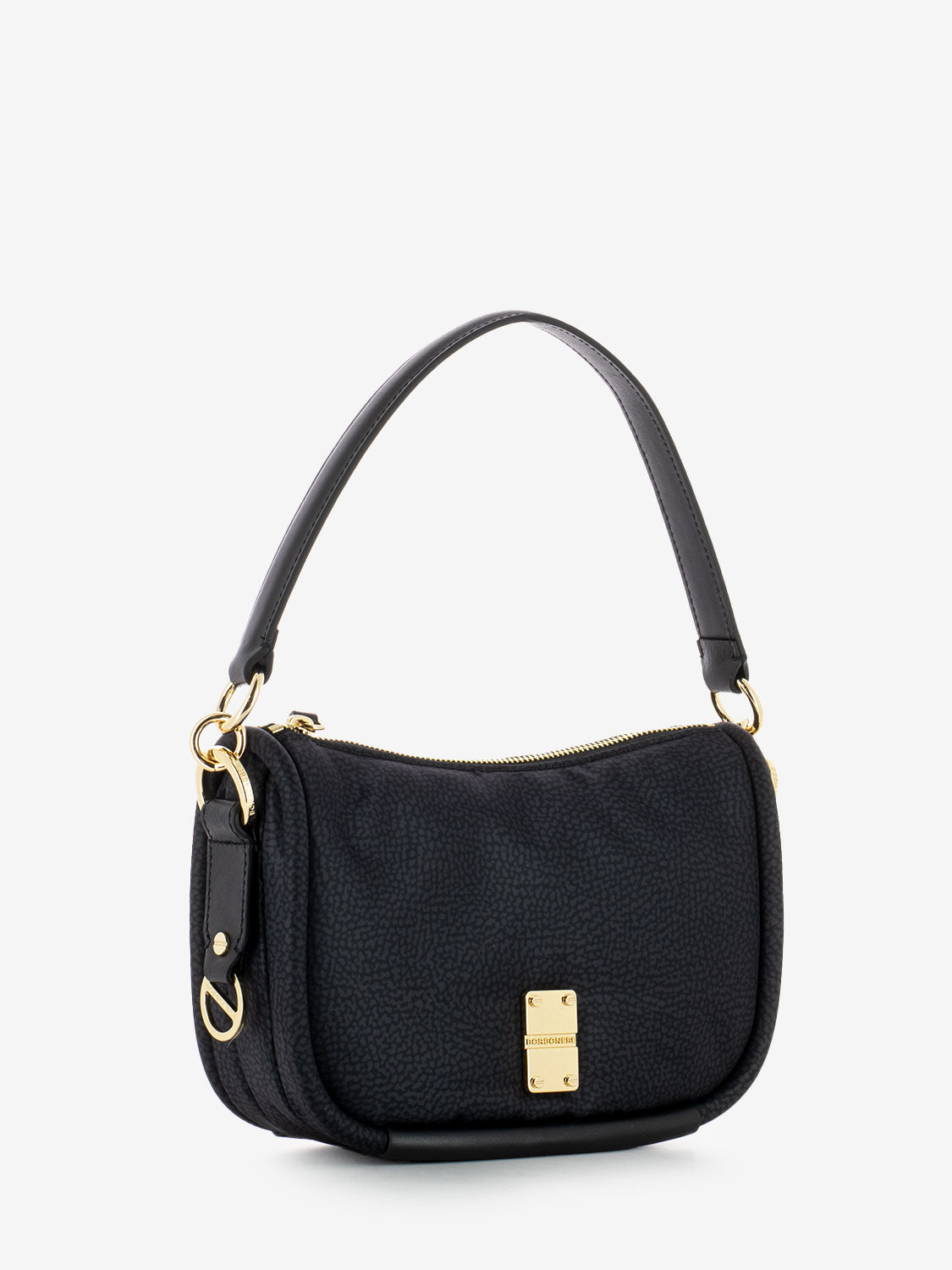 OP print shoulder bag in dark black