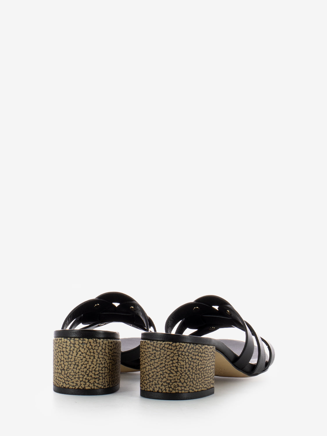 Ciabatta con tacco in pelle nero