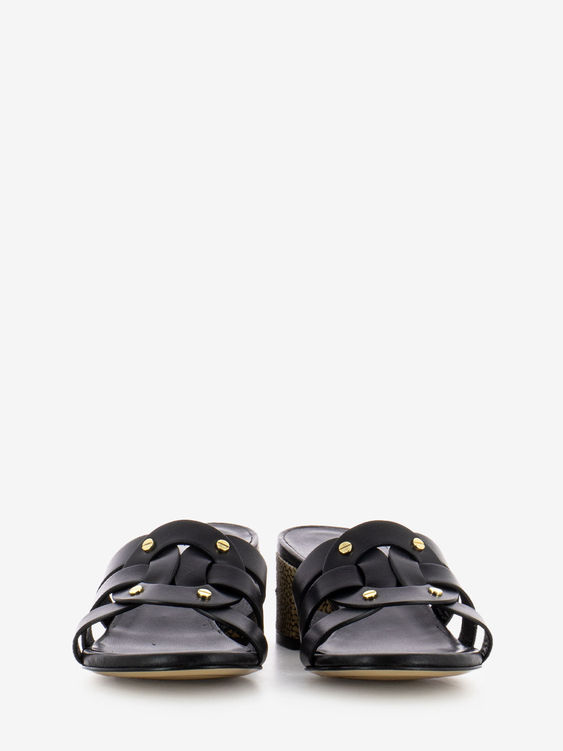 Ciabatta con tacco in pelle nero
