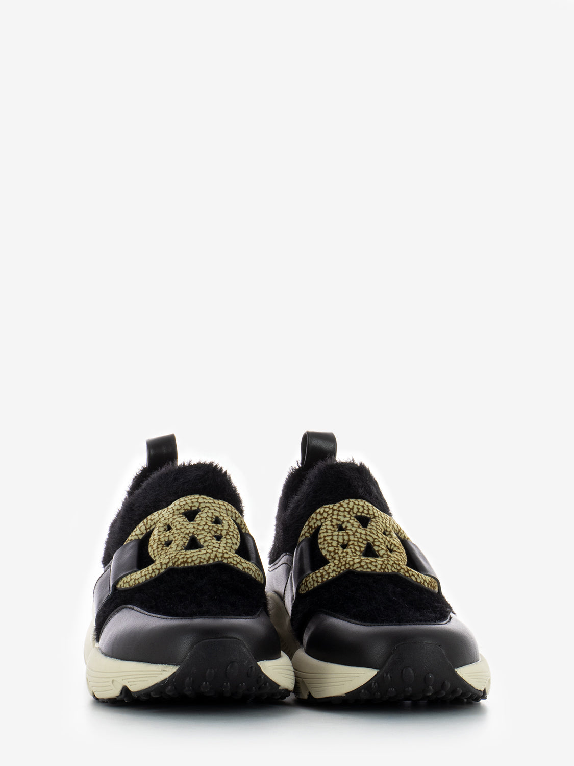 Black / natural running sneakers
