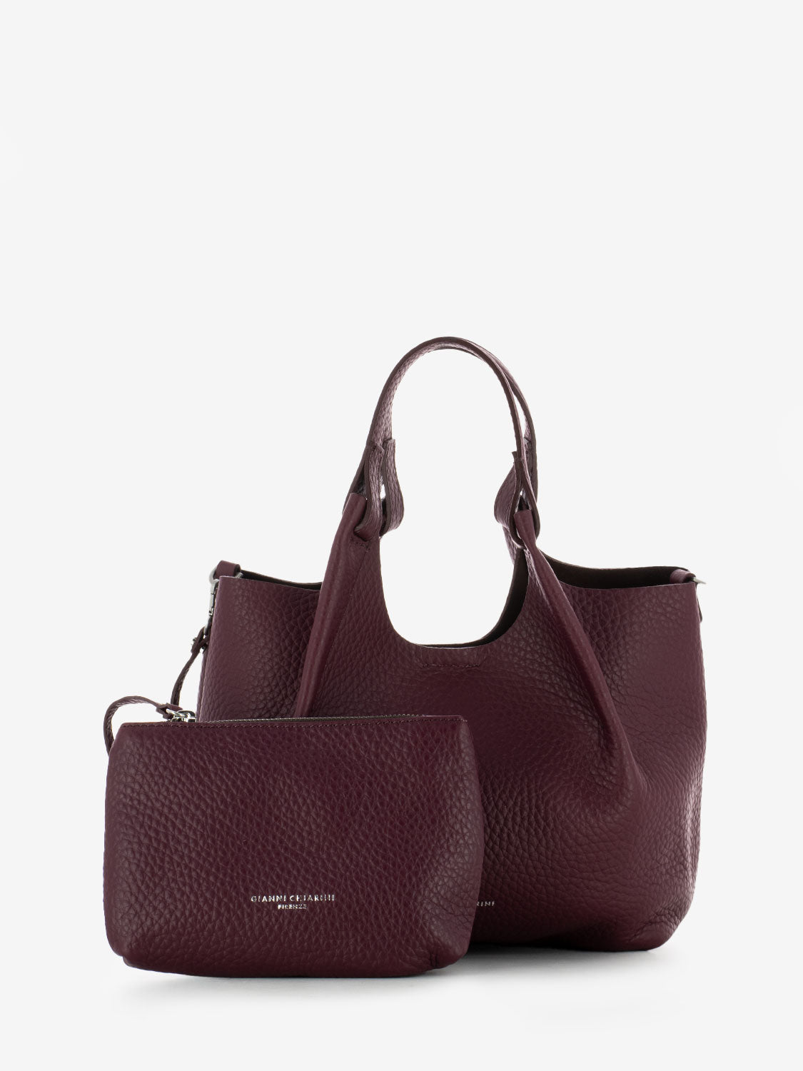 Borsa Dua in pelle wine berry / testa di moro