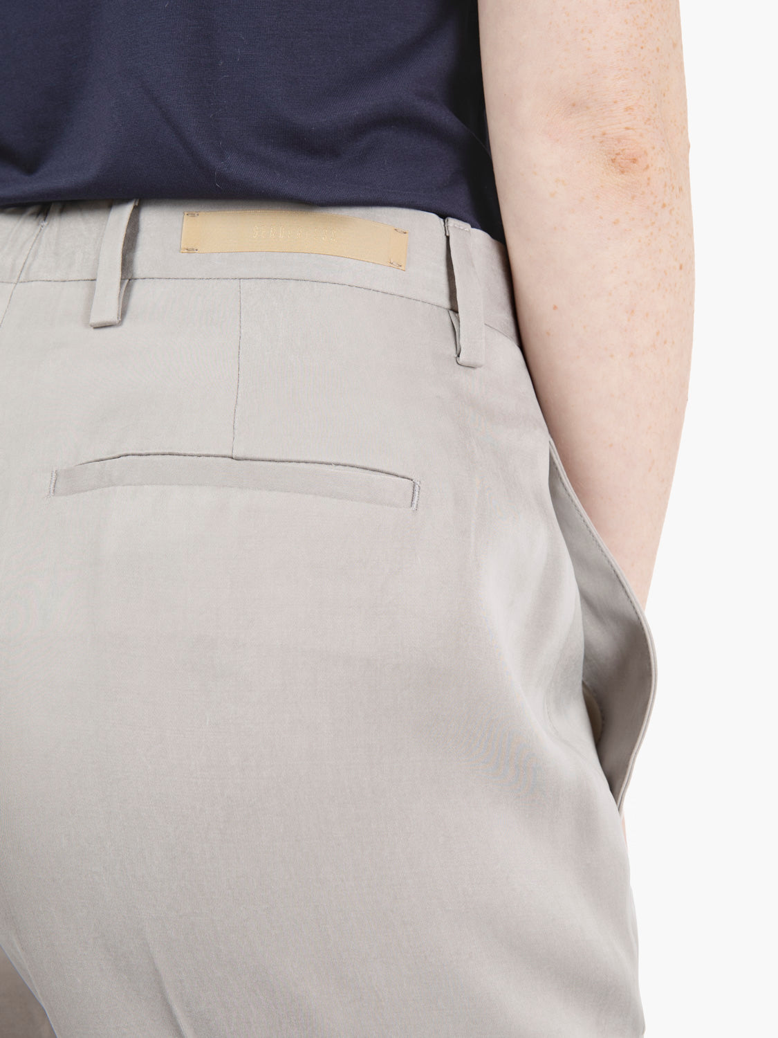 Pantalone a palazzo in tencel grigio