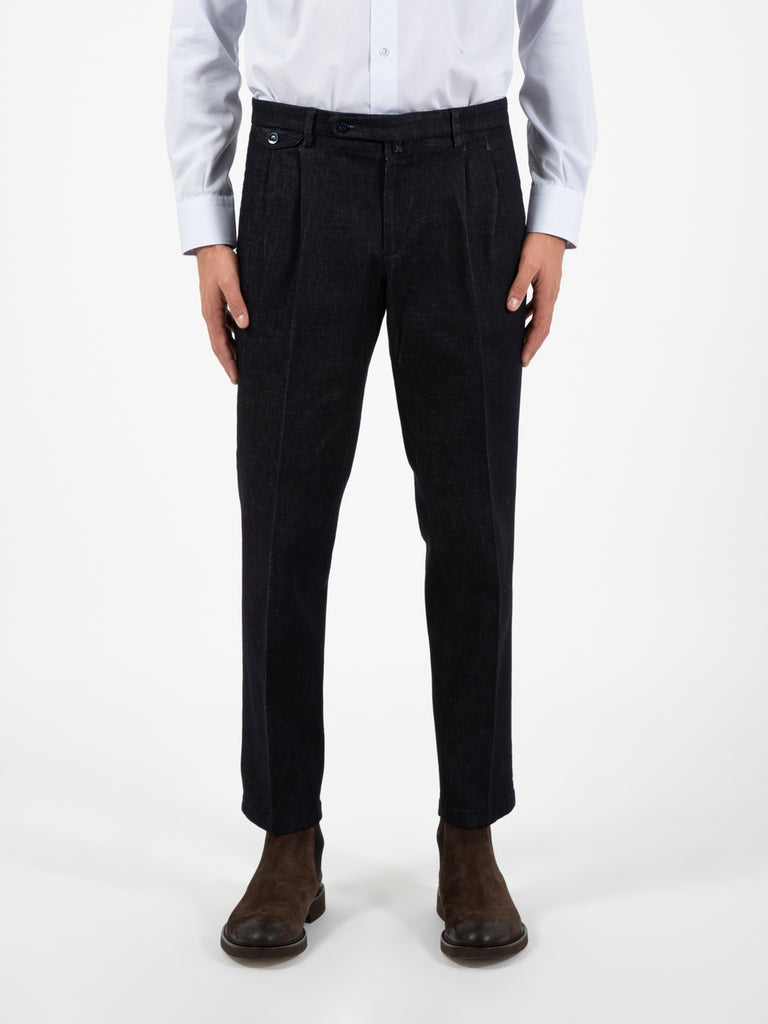 BRIGLIA 1949 - Pantalone doppia pinces denim blu