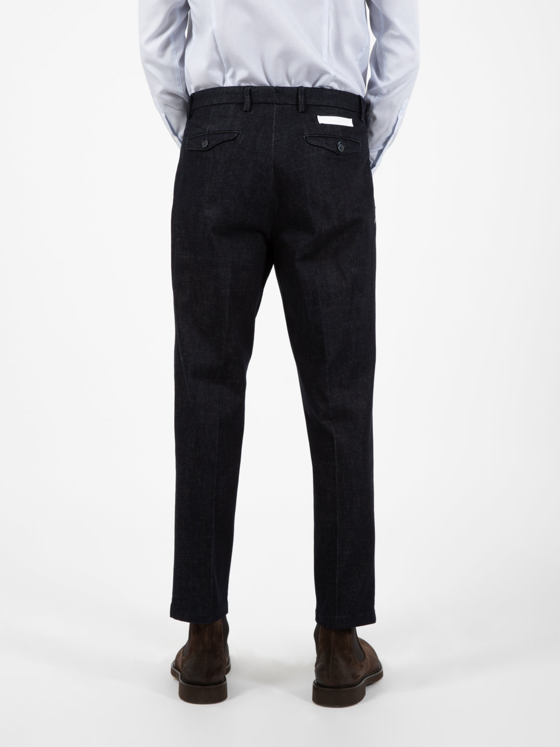 Pantalone doppia pinces denim blu