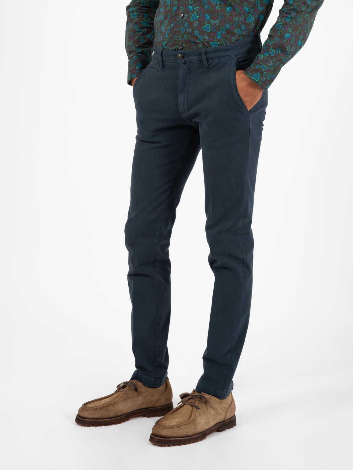 Pantalone in cotone operato blu Cina