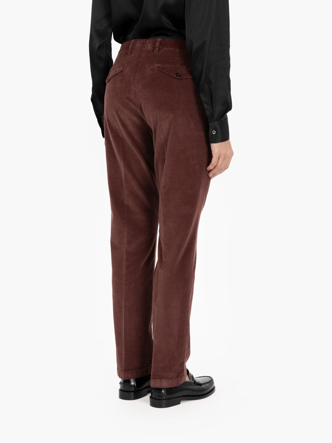 Pantaloni a sigaretta in velluto arancio