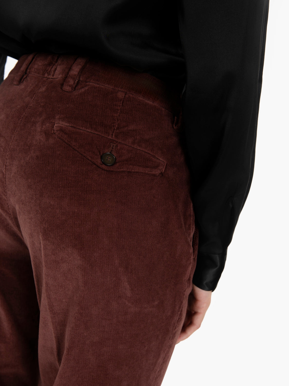 Pantaloni a sigaretta in velluto arancio