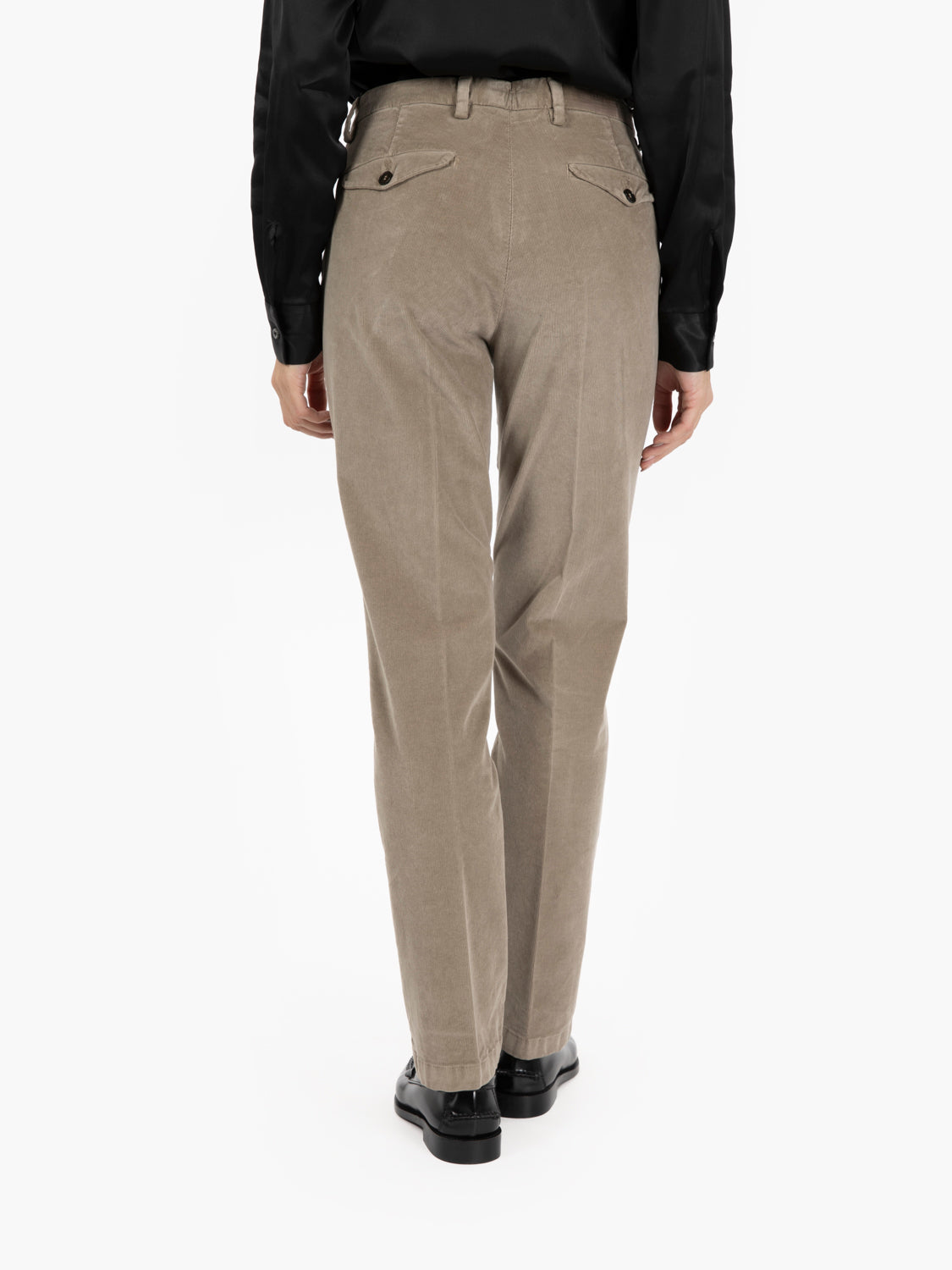 Pantaloni a sigaretta in velluto beige