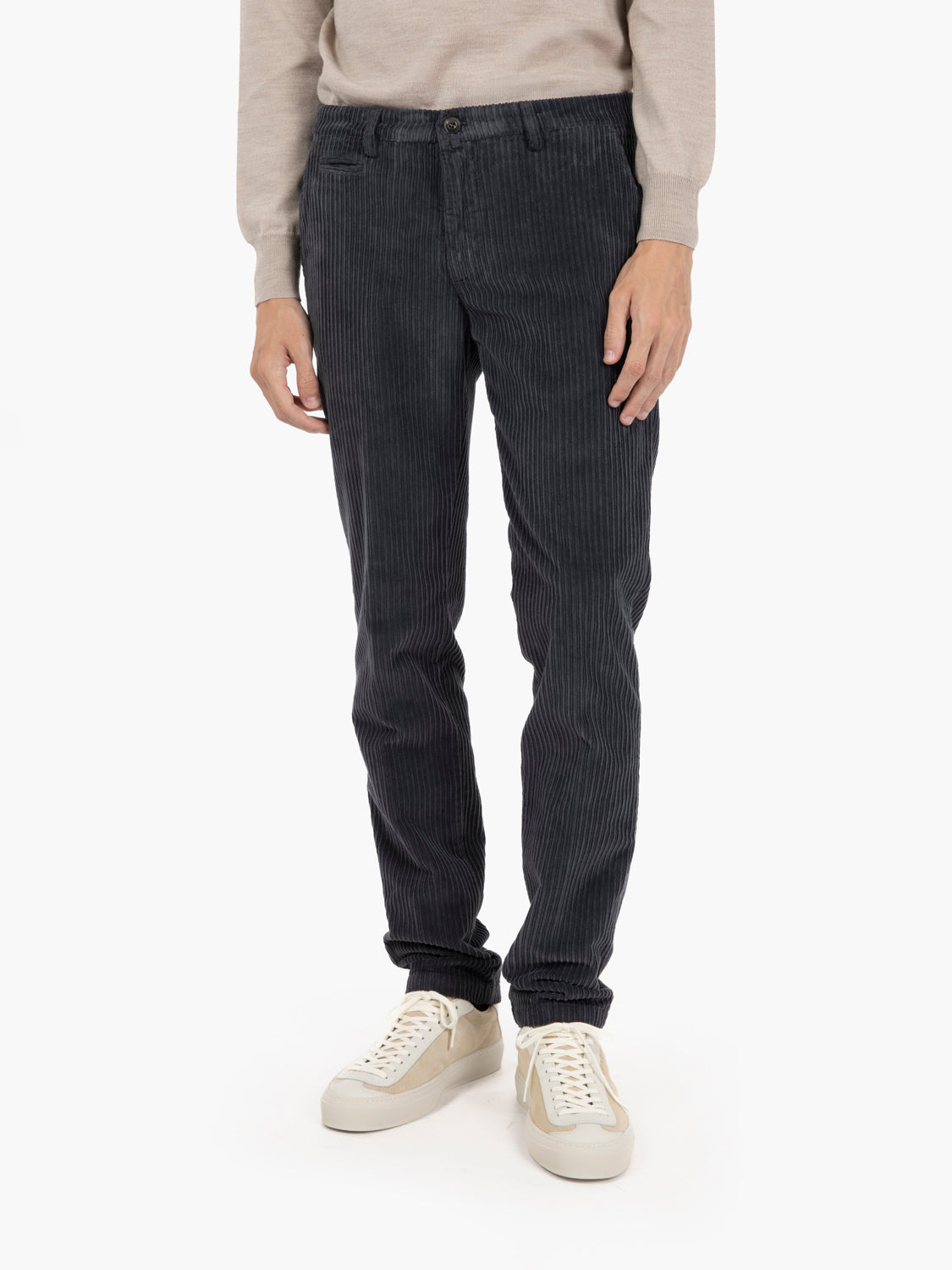 BG05 charcoal grey ribbed cotton trousers