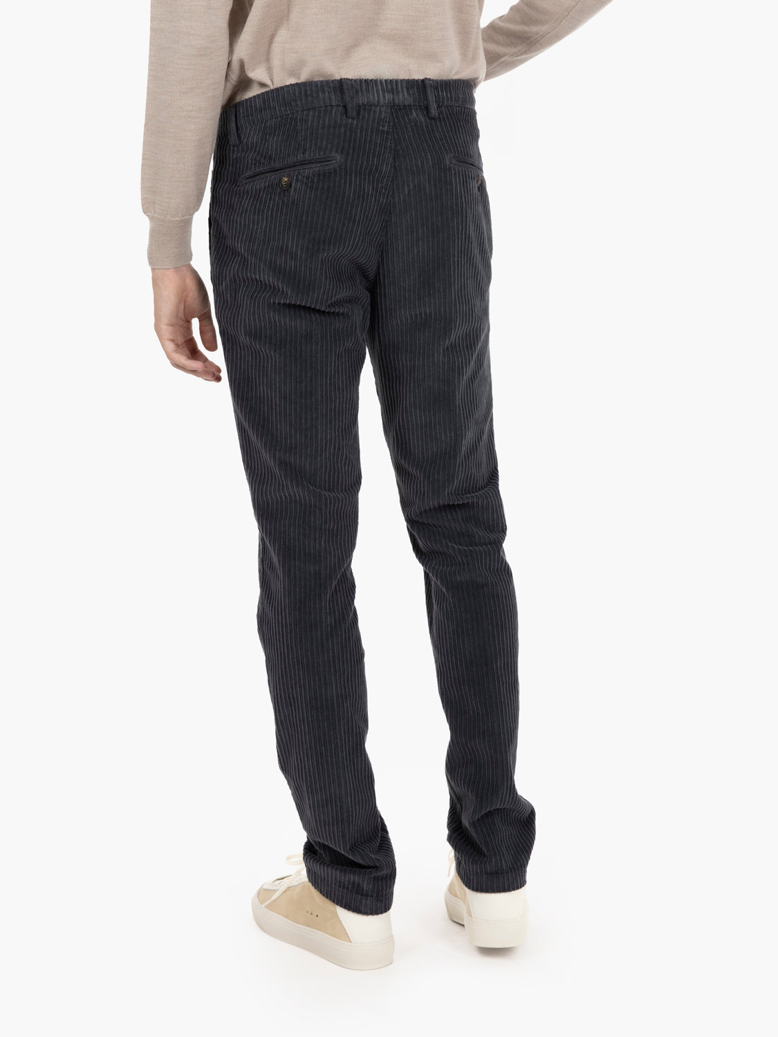 BG05 charcoal grey ribbed cotton trousers