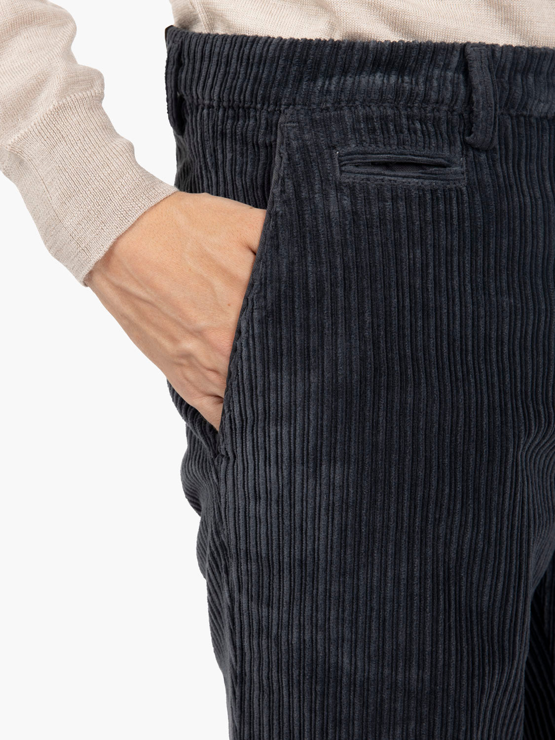 BG05 charcoal grey ribbed cotton trousers
