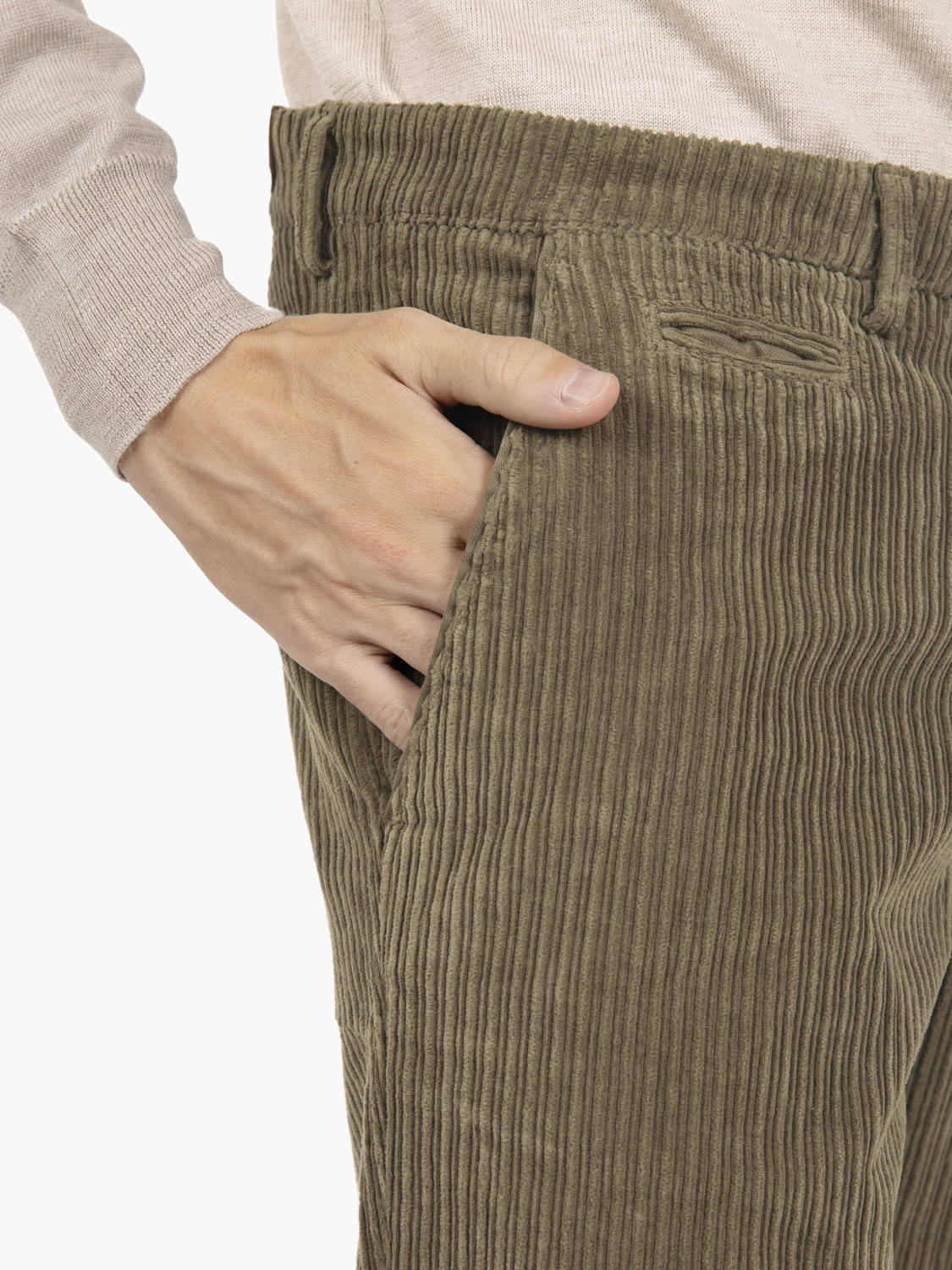 Pantaloni BG05 in cotone a coste verde