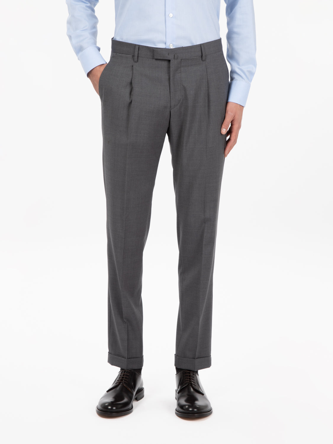 BG07 luxury fabric steel grey trousers