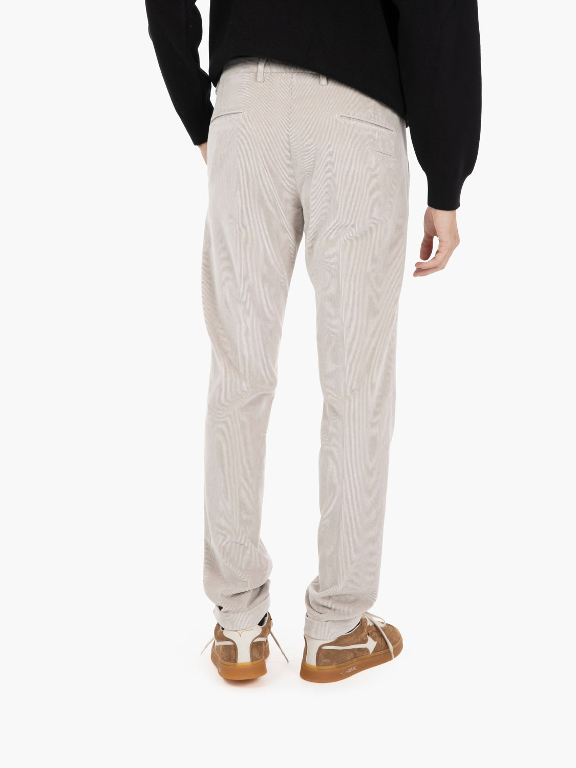 Pantaloni con balza in velluto yuta
