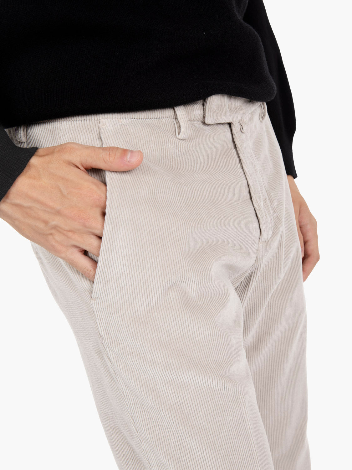 Pantaloni con balza in velluto yuta