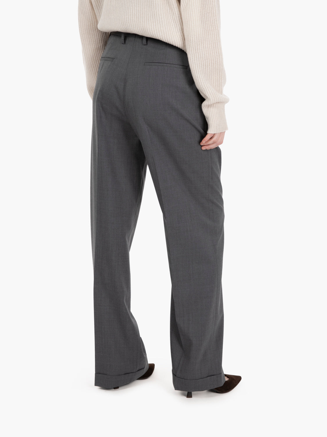 Pantaloni con pinces in misto lana grigi