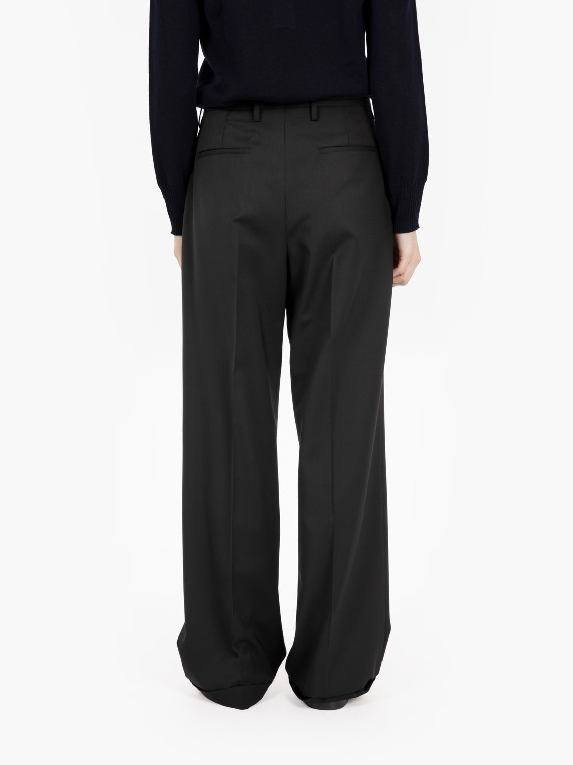 Pantaloni con pinces in misto lana neri