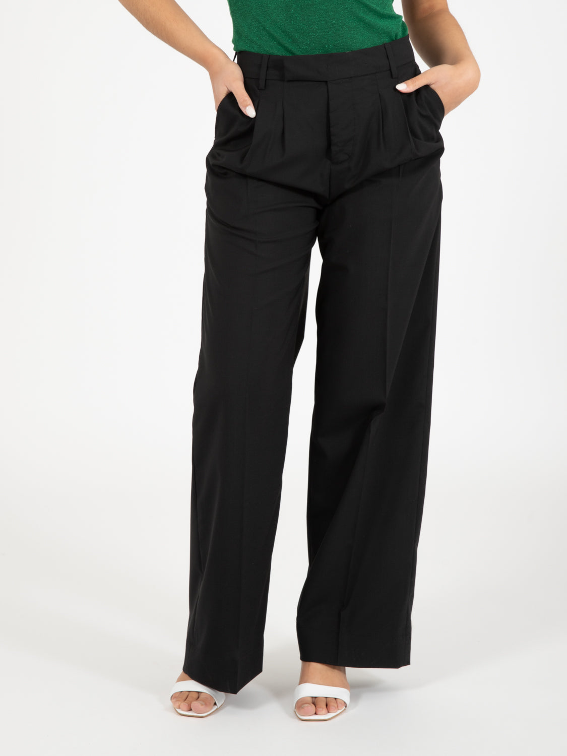 Pantaloni in misto lana nero